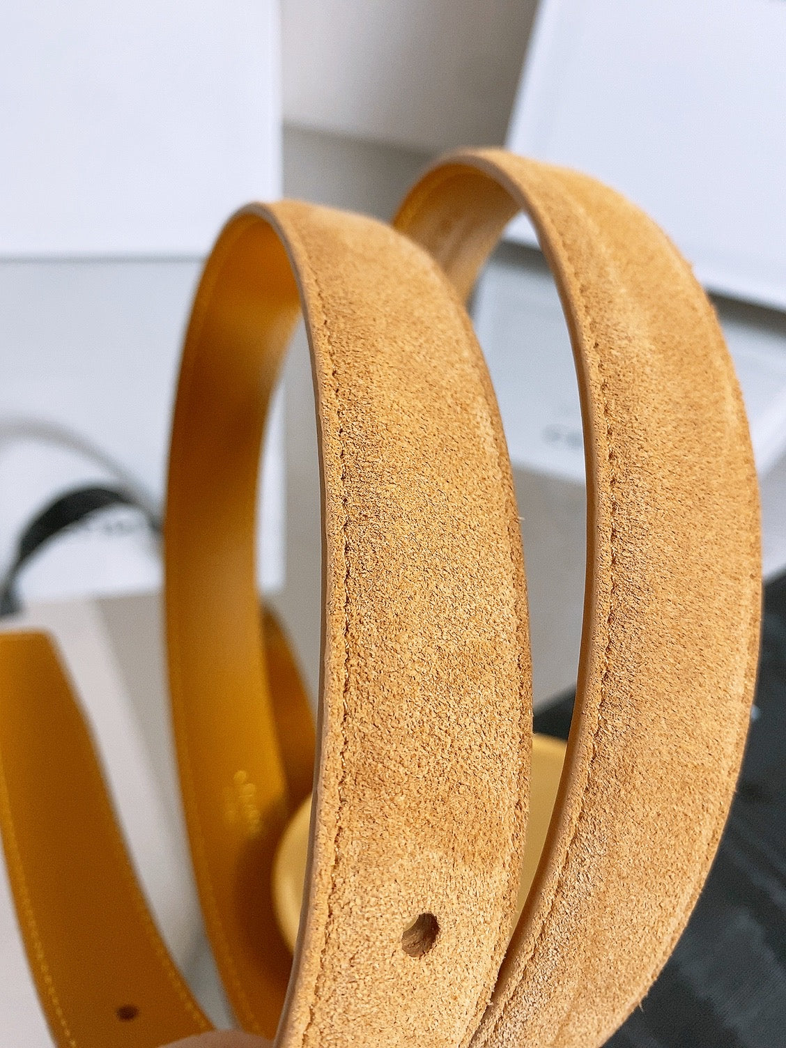 CE 26S Maison Belt 25mm Oval Badge Buckle Suede 218500