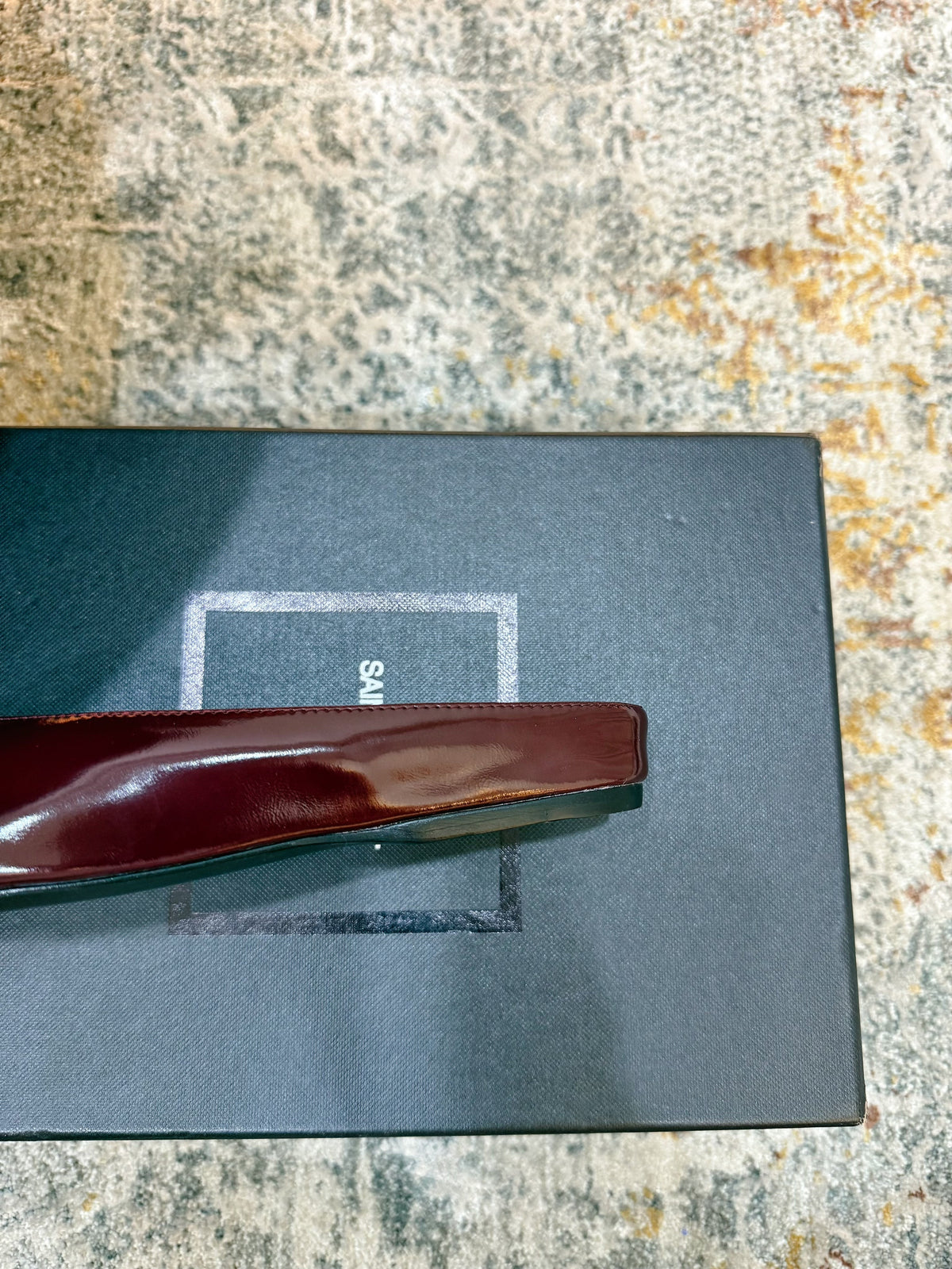 YSL 26s Flat Mules Dark Red Calfskin