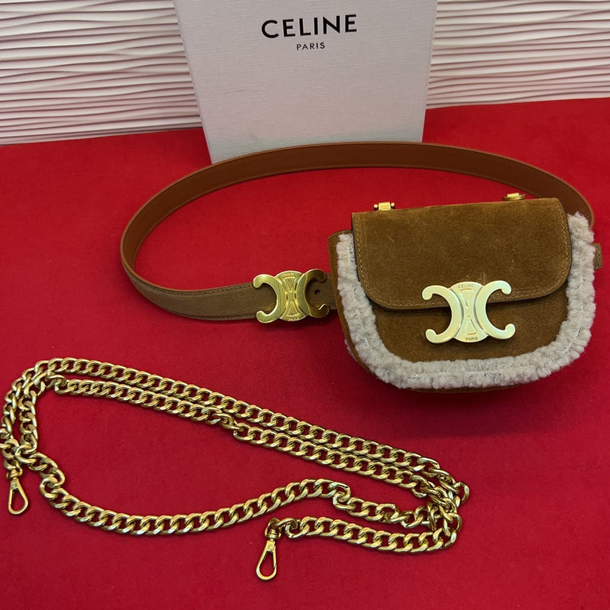 Celine 2026 Triomphe Belt Bag 13mm Suede