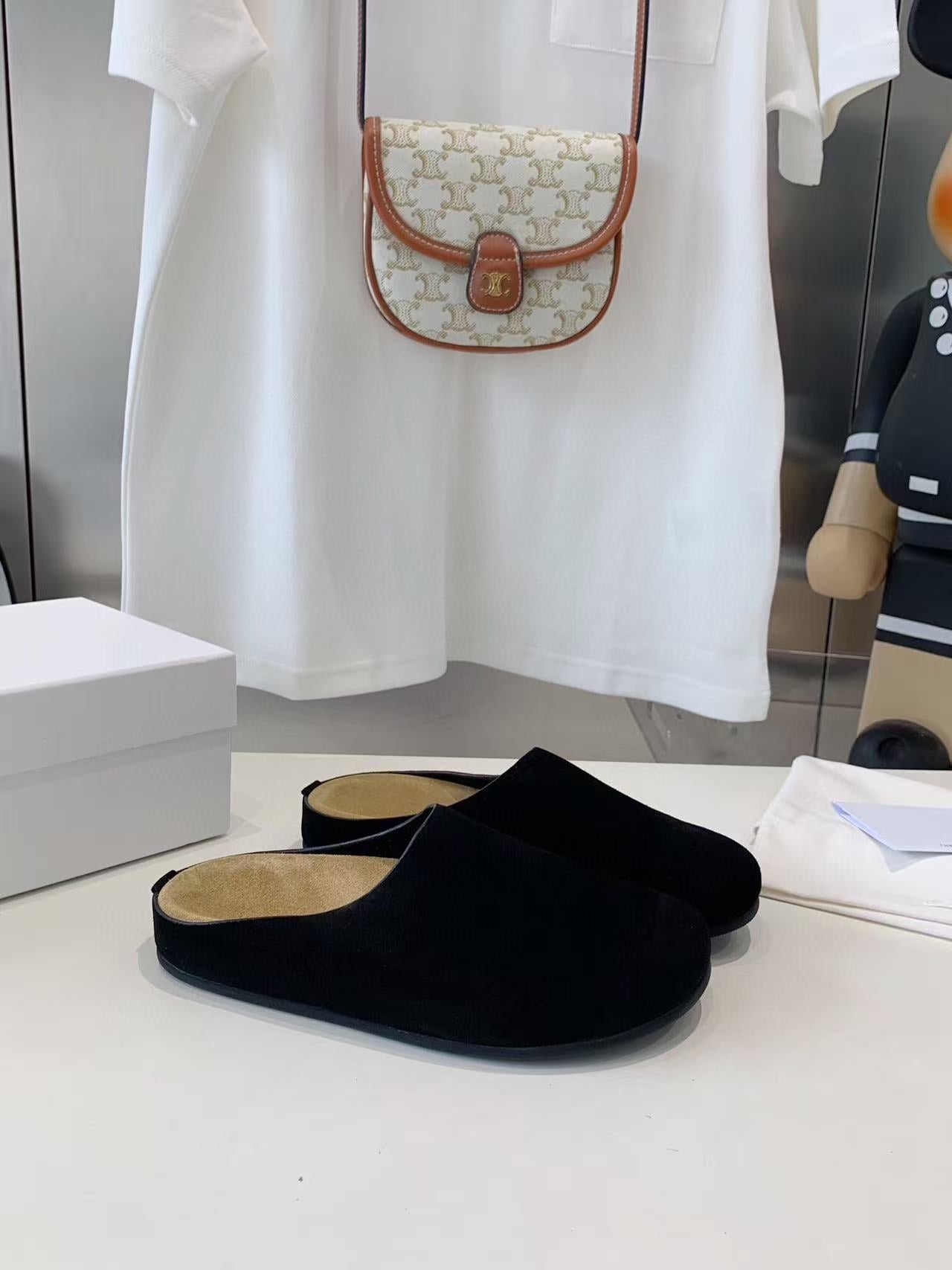 The Row Hugo Mules Black Suede