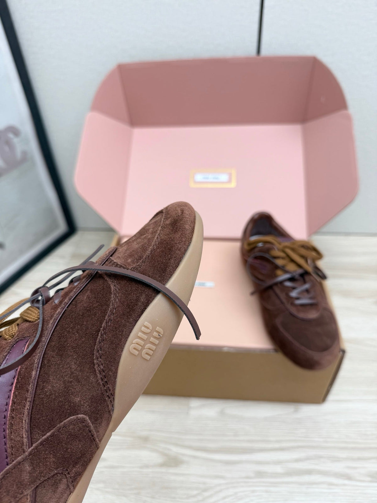 Miumiu 26s Sneakers Dark Brown Suede Style 11