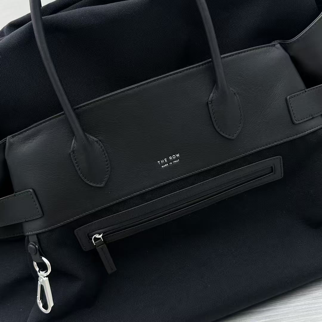 The Row Margaux 17 Inside Out Black Canvas & Leather