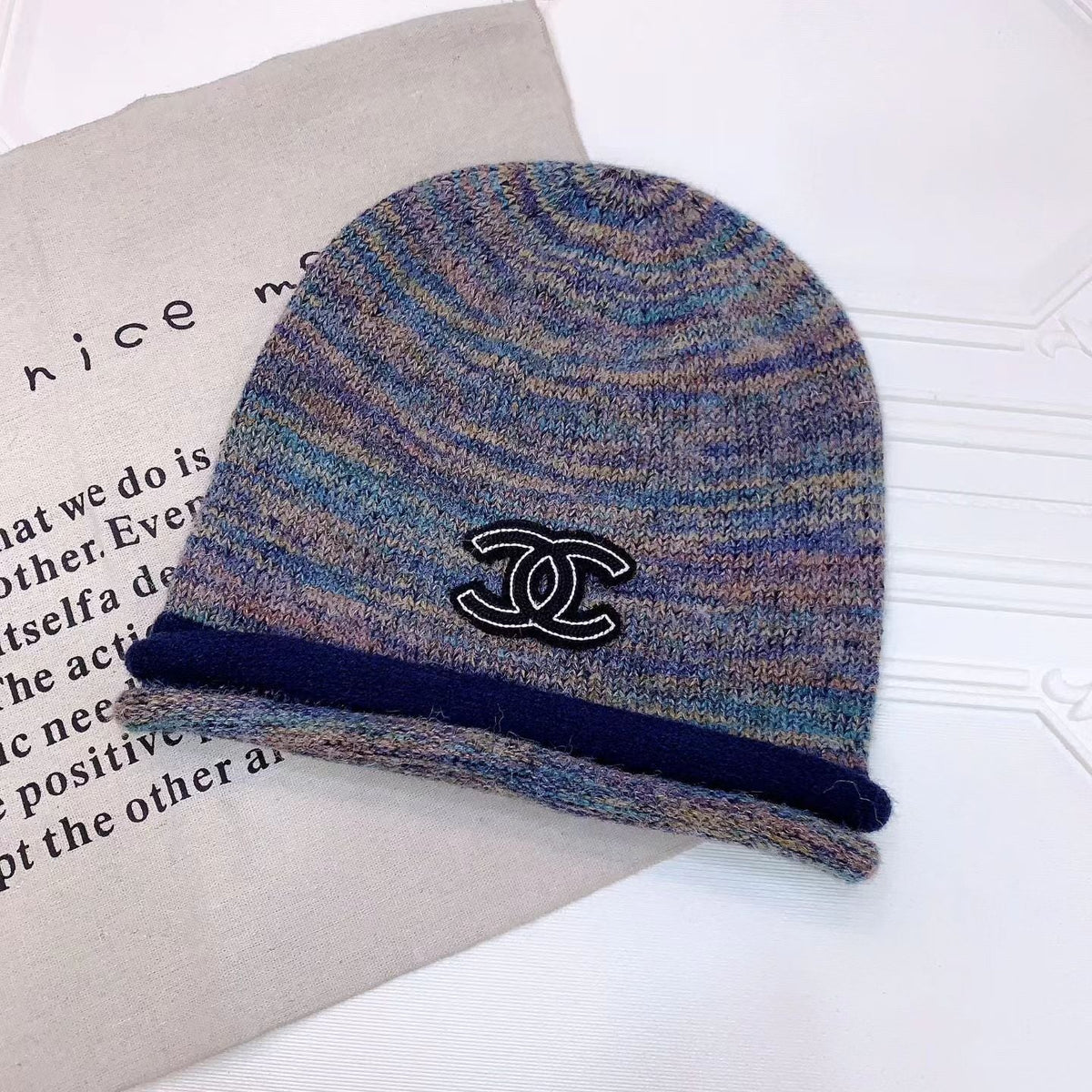 CC 26FW Marled Knit Beanie Double C Logo 518015