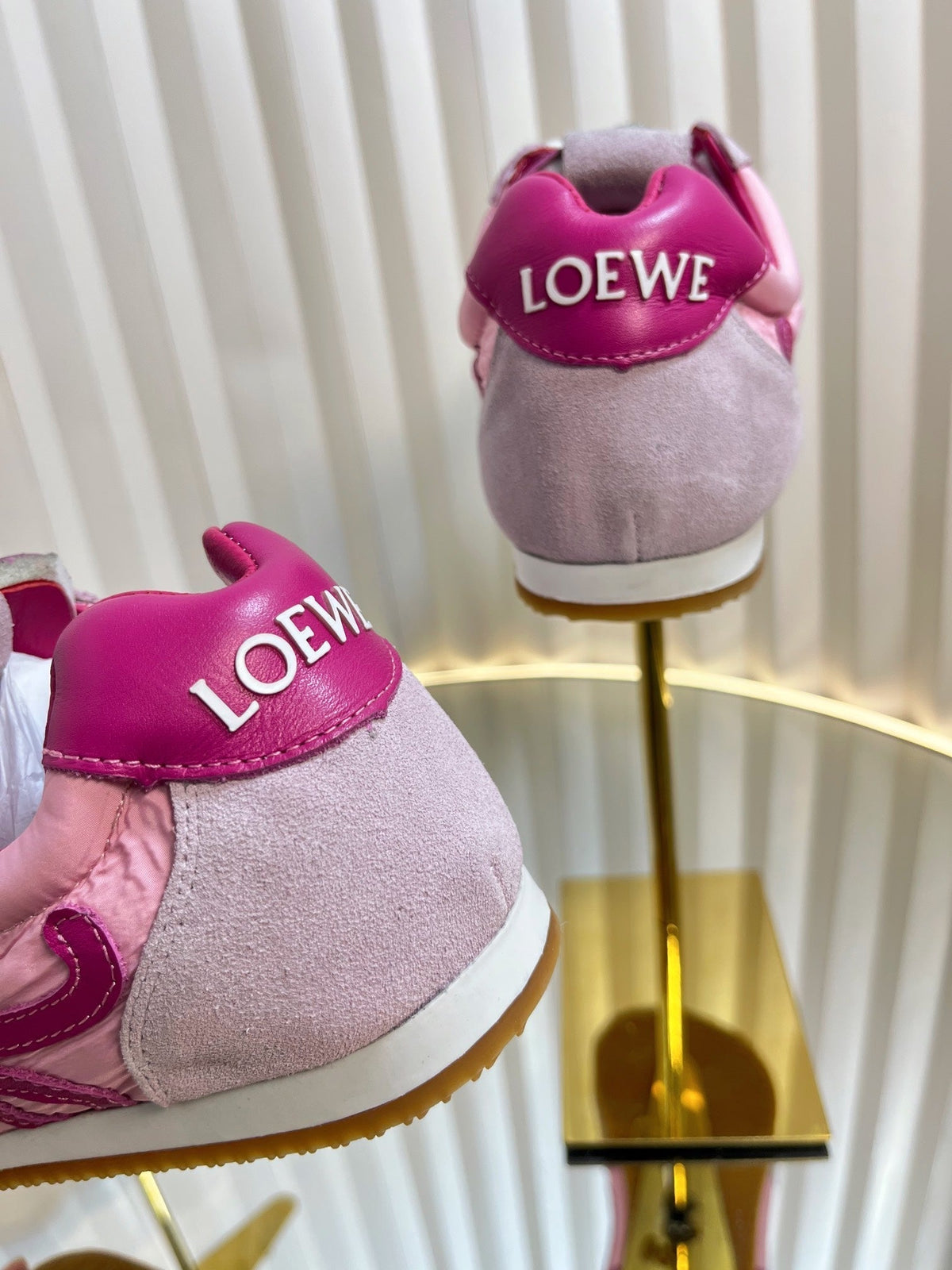 Loewe 26S Runner 2.0 Sneakers in Pink Suede and Fabric