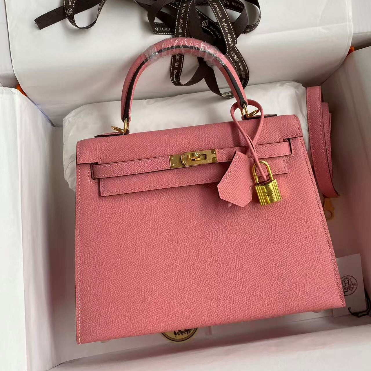 HM Mini Kelly 25cm Light Pink Epsom Leather