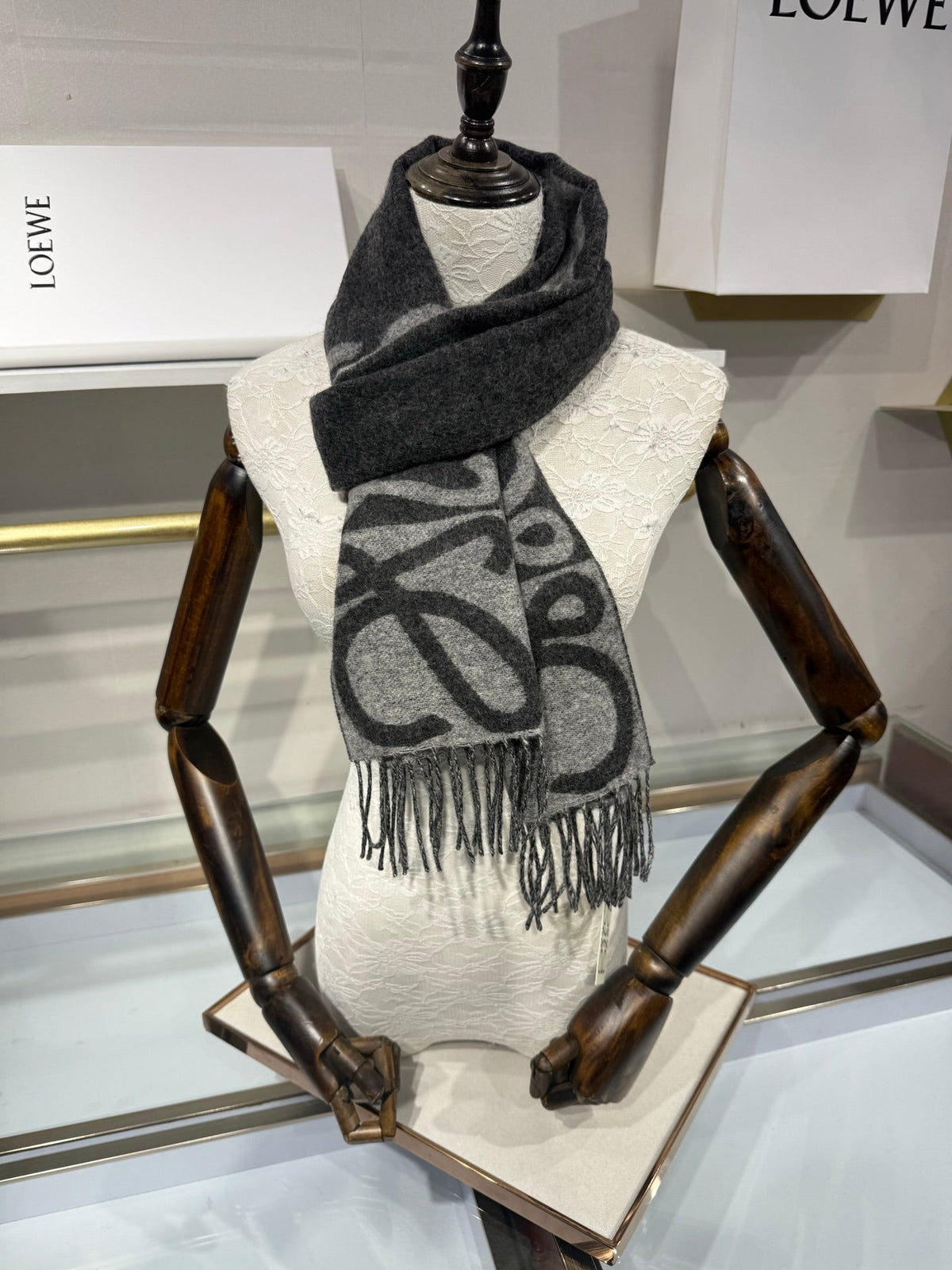 Loewe 2026 Anagram Jacquard Scarf 180cm Wool And Cashmere 217384