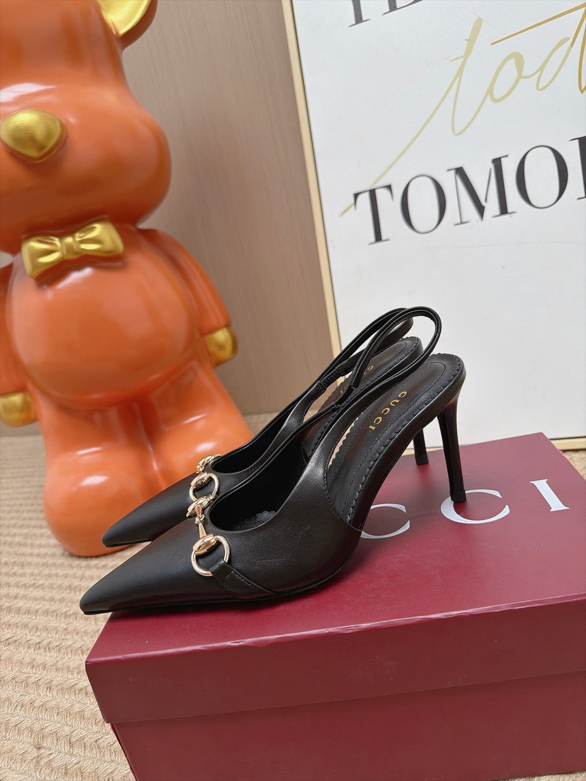 Gucci 26s Slingback Heels 10.5cm Black Lambskin