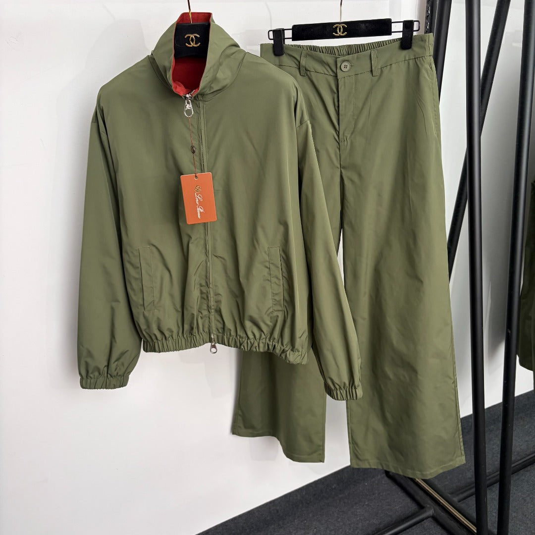 Loro Piana 26S Zip-Up Jacket & Wide-Leg Pants Set 866