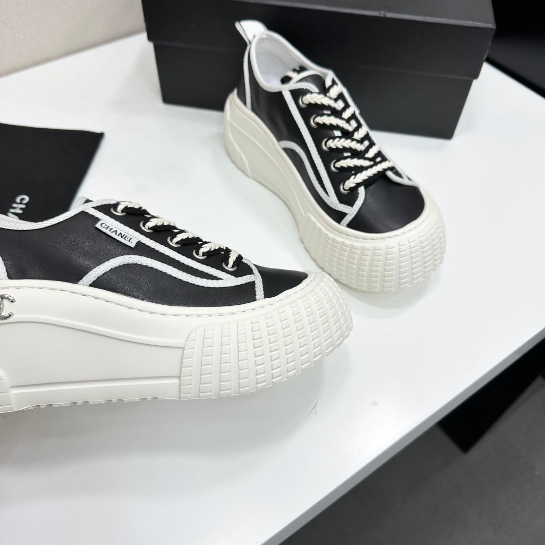 CC 26S Chunky Sneakers in Black and White Calfskin