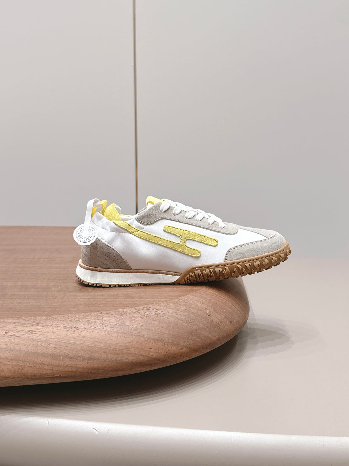 HM 26S Bouncing Sneakers White Calfskin Light Grey Yellow Suede