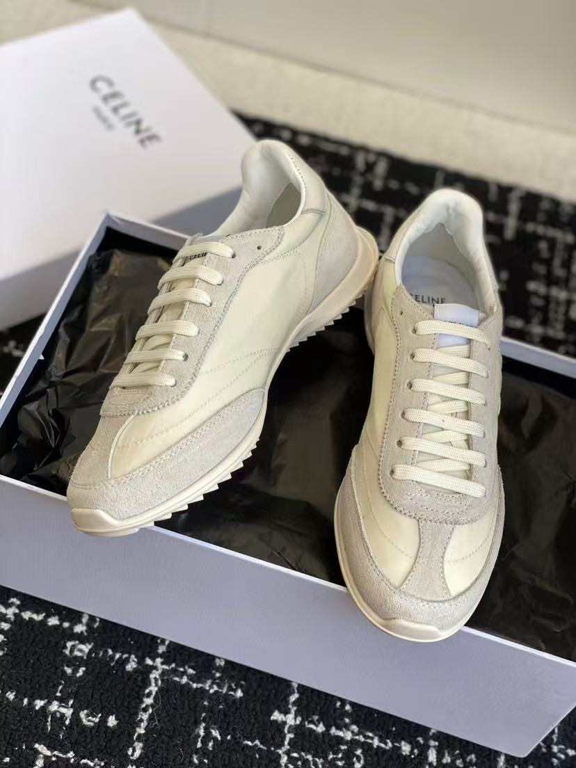 Celine Racer Low Top Sneaker Vanila Grey Suede Fabric