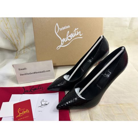 CL Kate 120 MM Pumps Embossed Patent Calf Leather Birdy Black