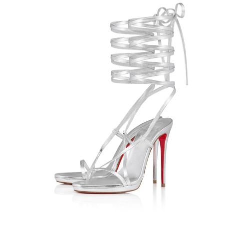 CL Sekmeta Alta 120mm Platform Sandals Iridescent Nappa Leather Silver