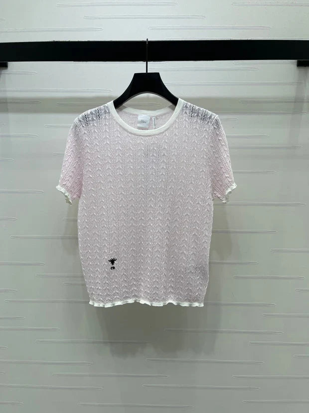 Dior 2026 Cable Knit Textured Short-Sleeve T-Shirt Wool 48244