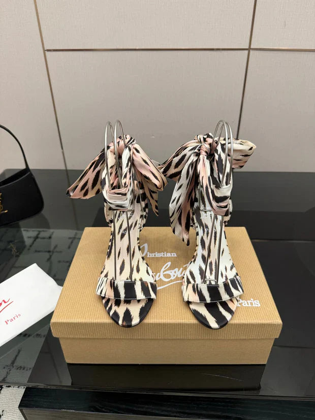 Christian Louboutin 2026 Heeled Sandals 100mm Printed Crepe Satin 791569