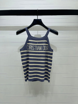 CD 26 Striped Rhinestone Knit Vest in Nylon 385416