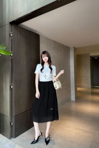 Miu Midi Skirt Cotton Nylon Silk 392682