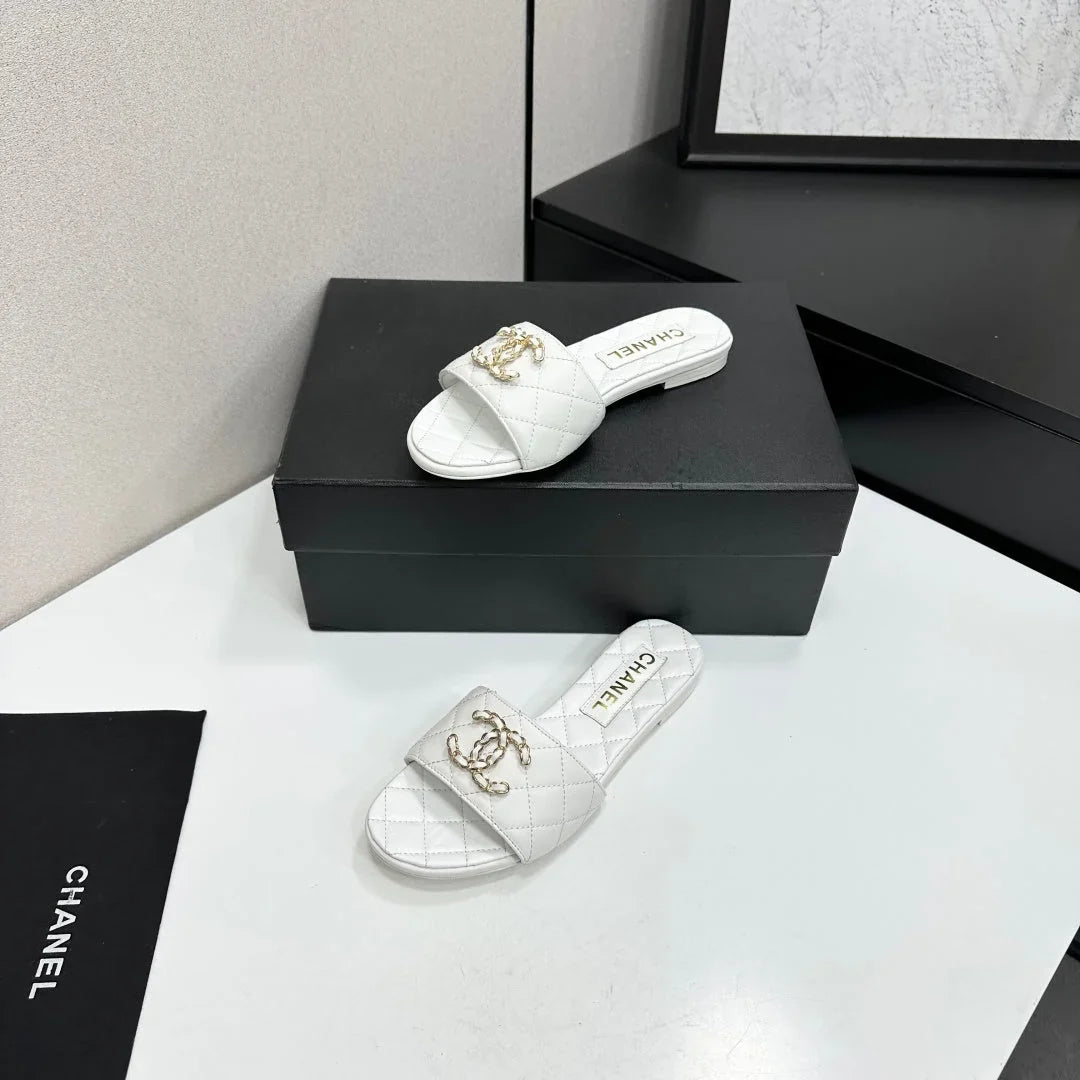 Chanel 2026 Double C Quilted Sandal Tweed Lambskin 894808
