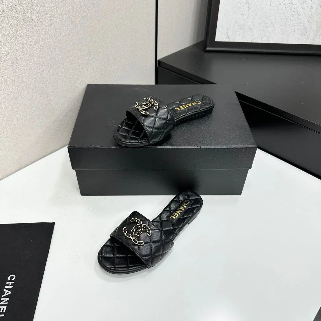 Chanel 2026 Double C Quilted Sandal Tweed Lambskin 894808