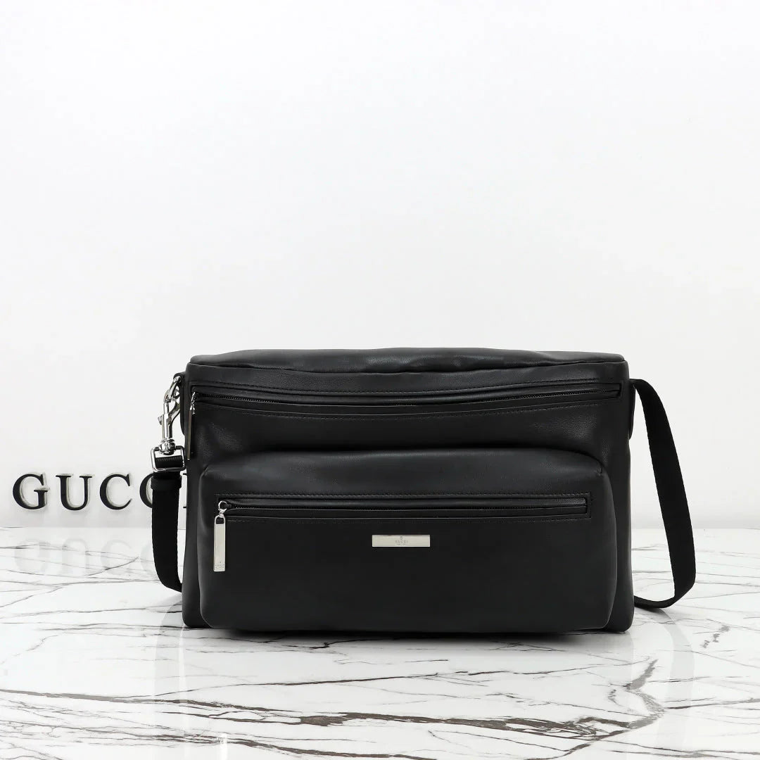 Gucci 2026 Tag Large Crossbody Bag Black Calfskin