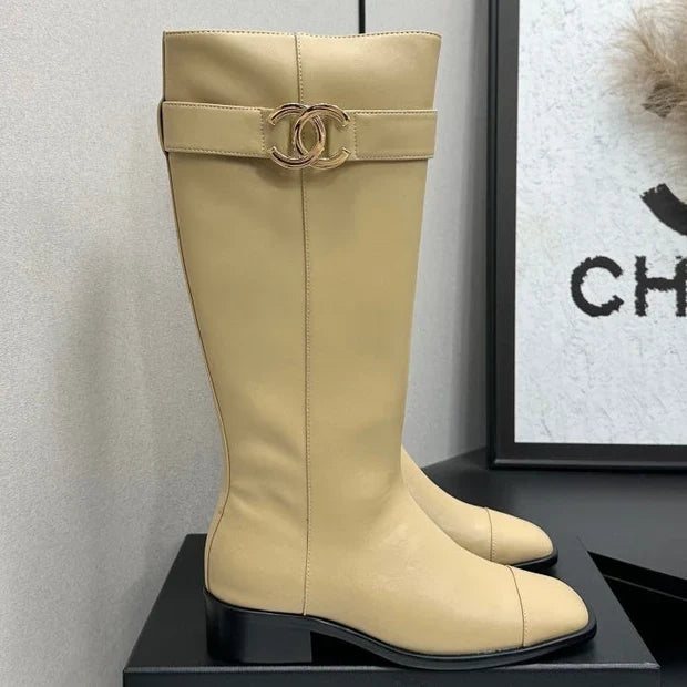 Chanel 2026 Metiers D'art Knee-High Boots 45mm Suede Cowhide 986193