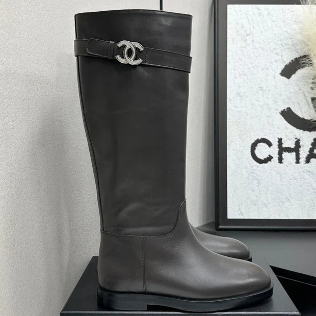 Chanel 2026 CC Logo Belted Boots Cowhide 985942