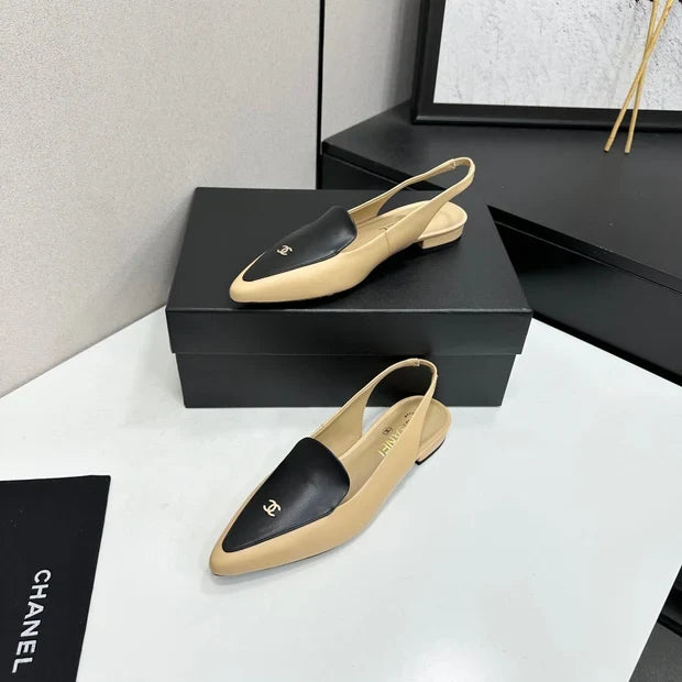Chanel 2026 Two-Tone Flat Slingbacks Suede Leather 985827