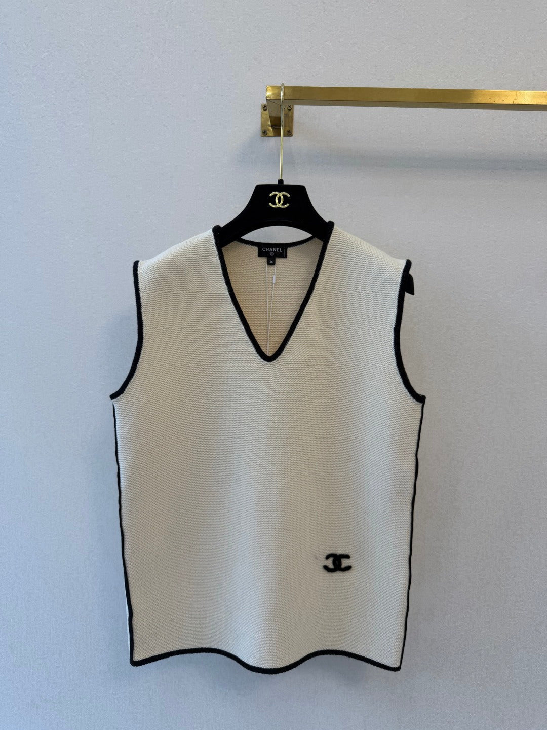 Chanel 2026 Contrast Trim Knit Vest Skirt and Cardigan 3-Piece Set Cotton Blend 438190