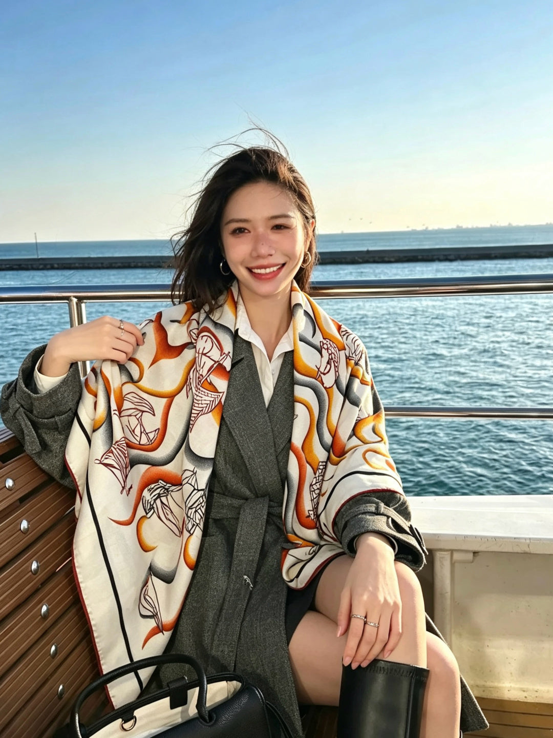 Hermès 2026 L'Appel Du Large Shawl Scarf 140cm Colorful Cashmere And Silk 218149