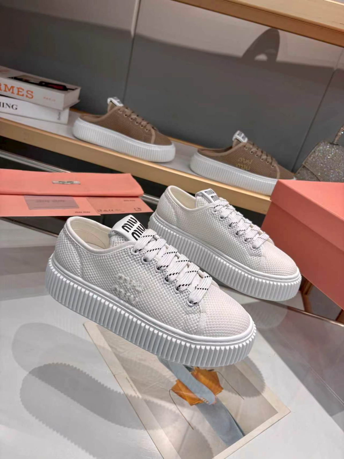 Miumiu 26s Sneaker 45mm White Mesh Fabric