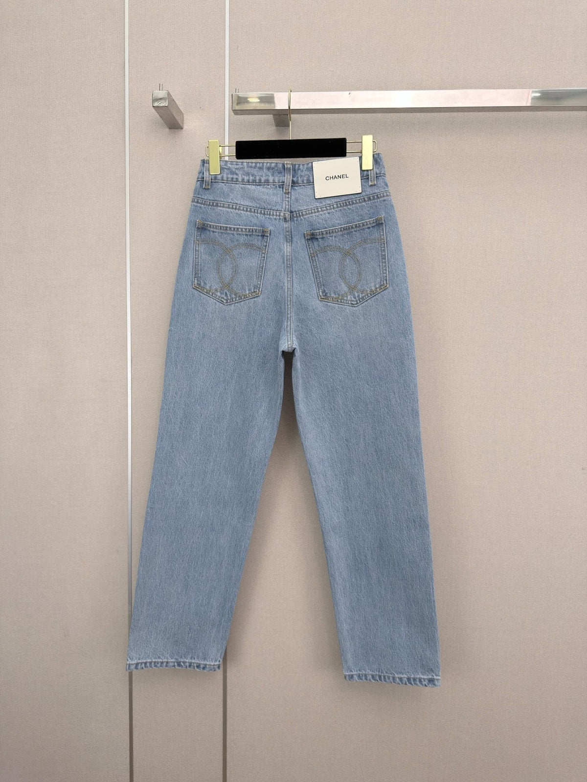 CC 26S Straight-Leg Denim Jeans Embroidered Double Logo Pocket Cotton 437703