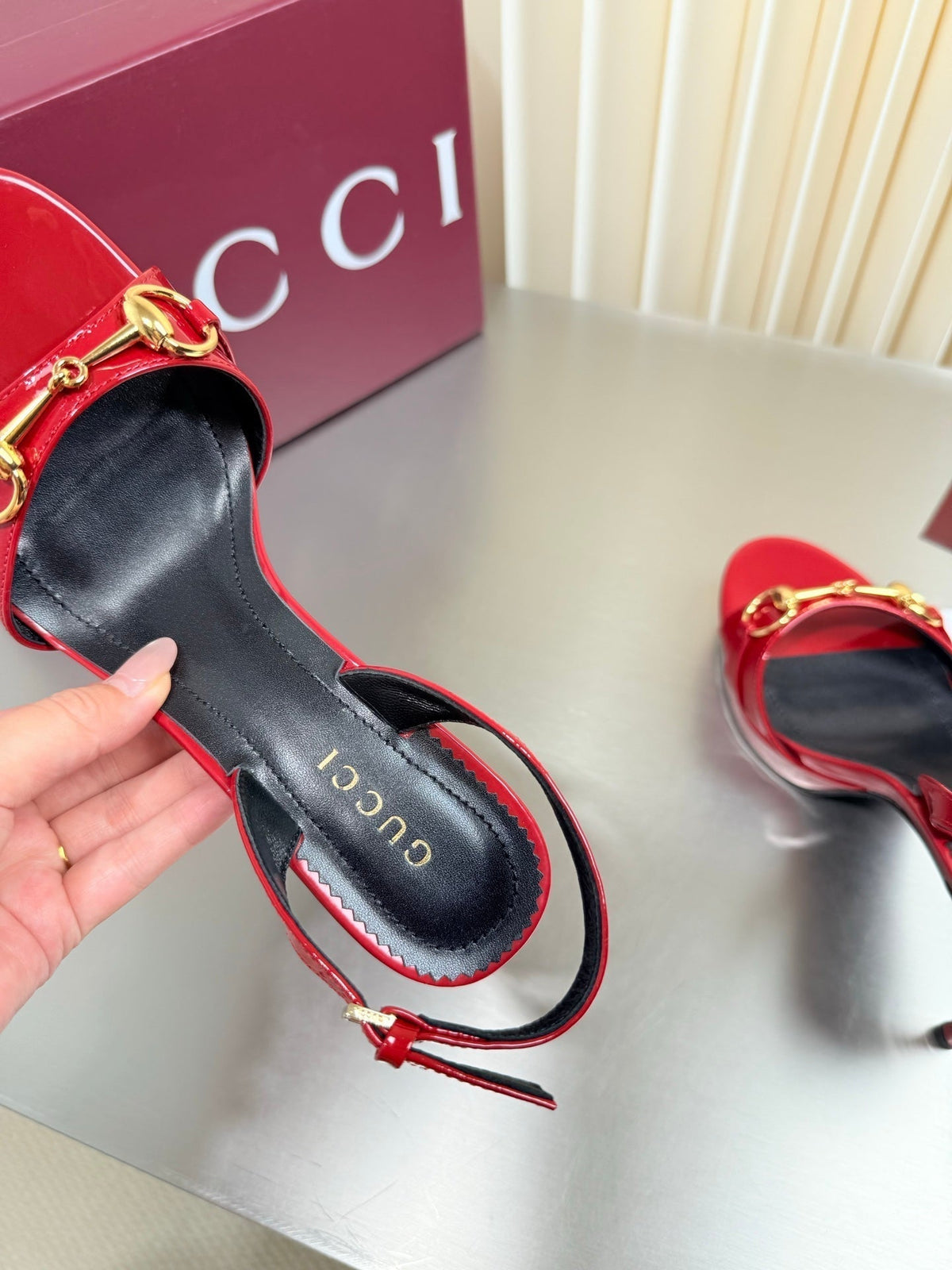 Gucci 26s Slingback Pump 10.5cm Red Glossy Calfskin
