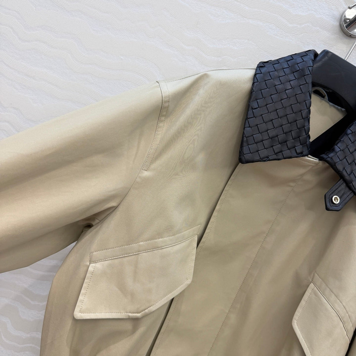 BV 26S Intrecciato Leather-Trimmed Jacket Polyester 435625