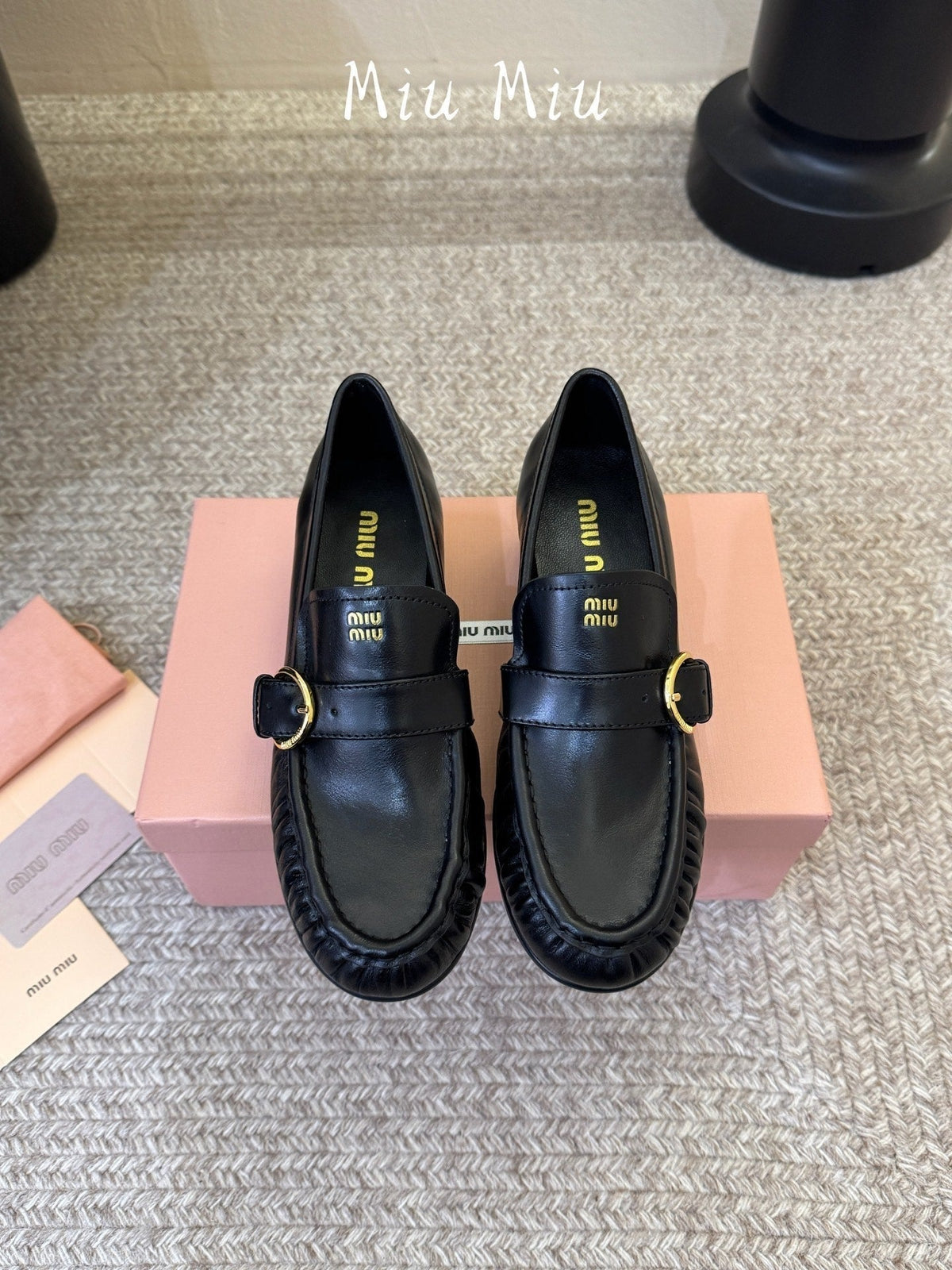 Miumiu 26s Heel Loafers 5cm Black Calfskin