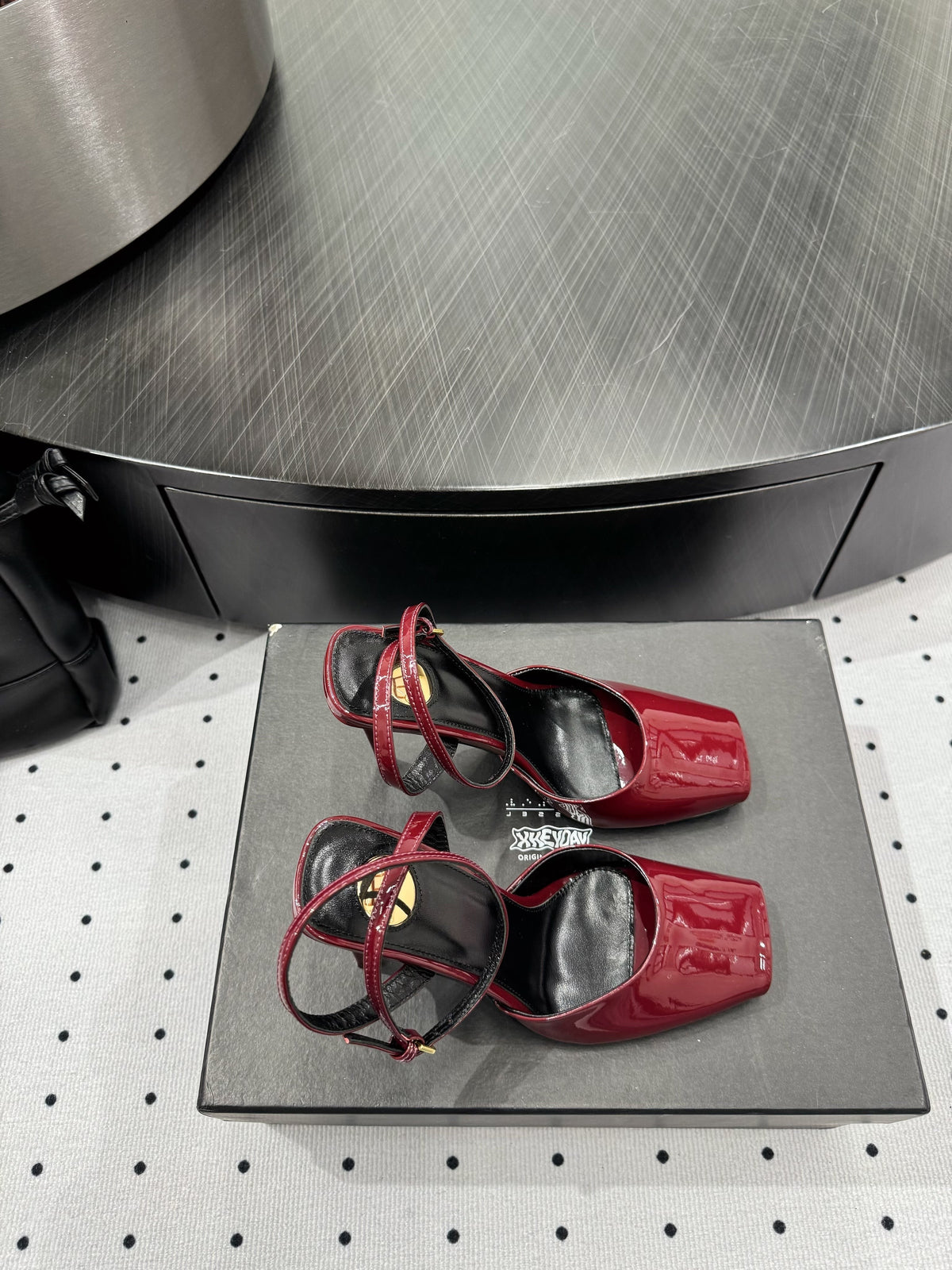 YSL 26S Square-Toe High Heels 105 Mm Dark Red Patent Calfskin
