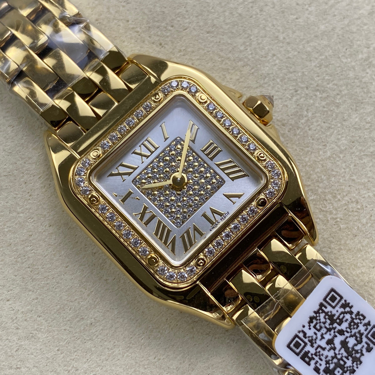 Cartier Panthère 37mm White Diamond Dial Gold Diamond Bezel