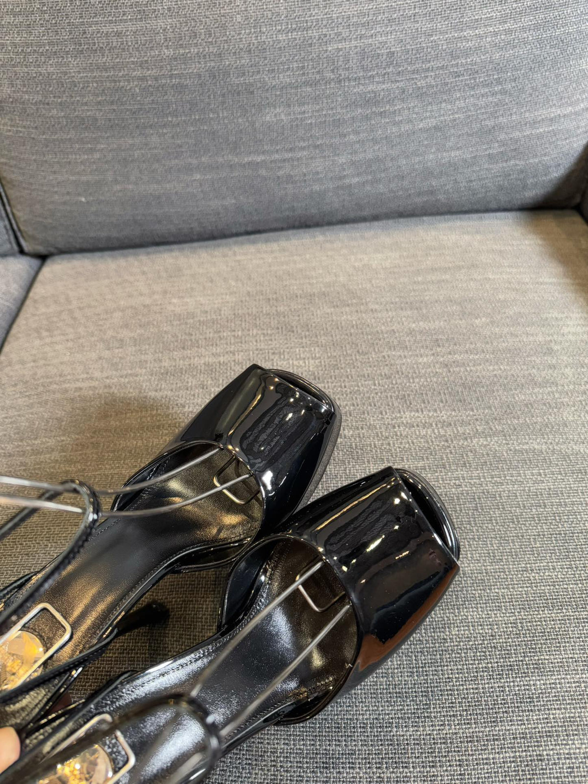 YSL 26S Platform Sandals 150 Mm Black Patent Calfskin