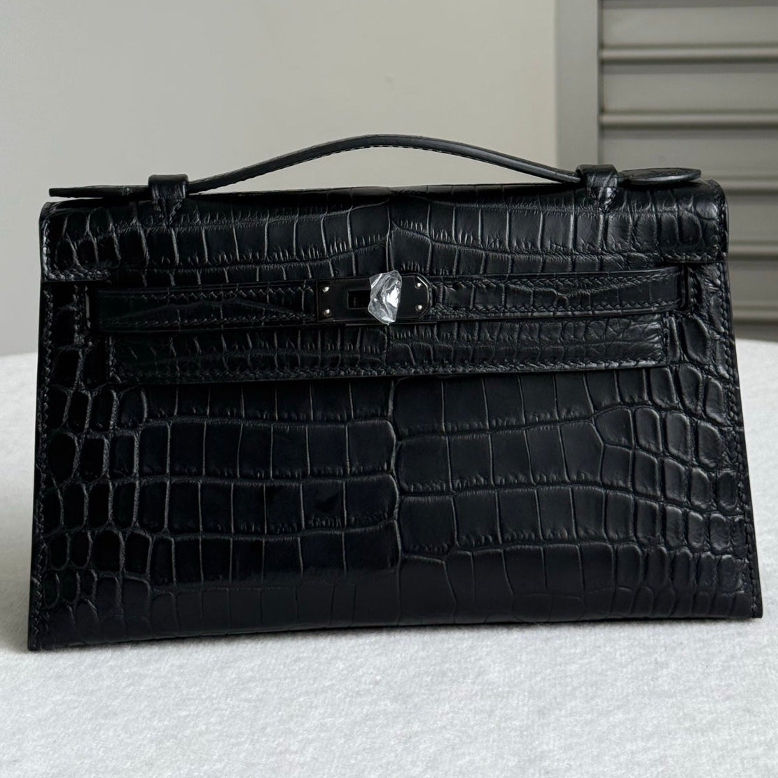High-end Hermes 2026 Kelly Pochette Bag 22cm Crocodile Leather