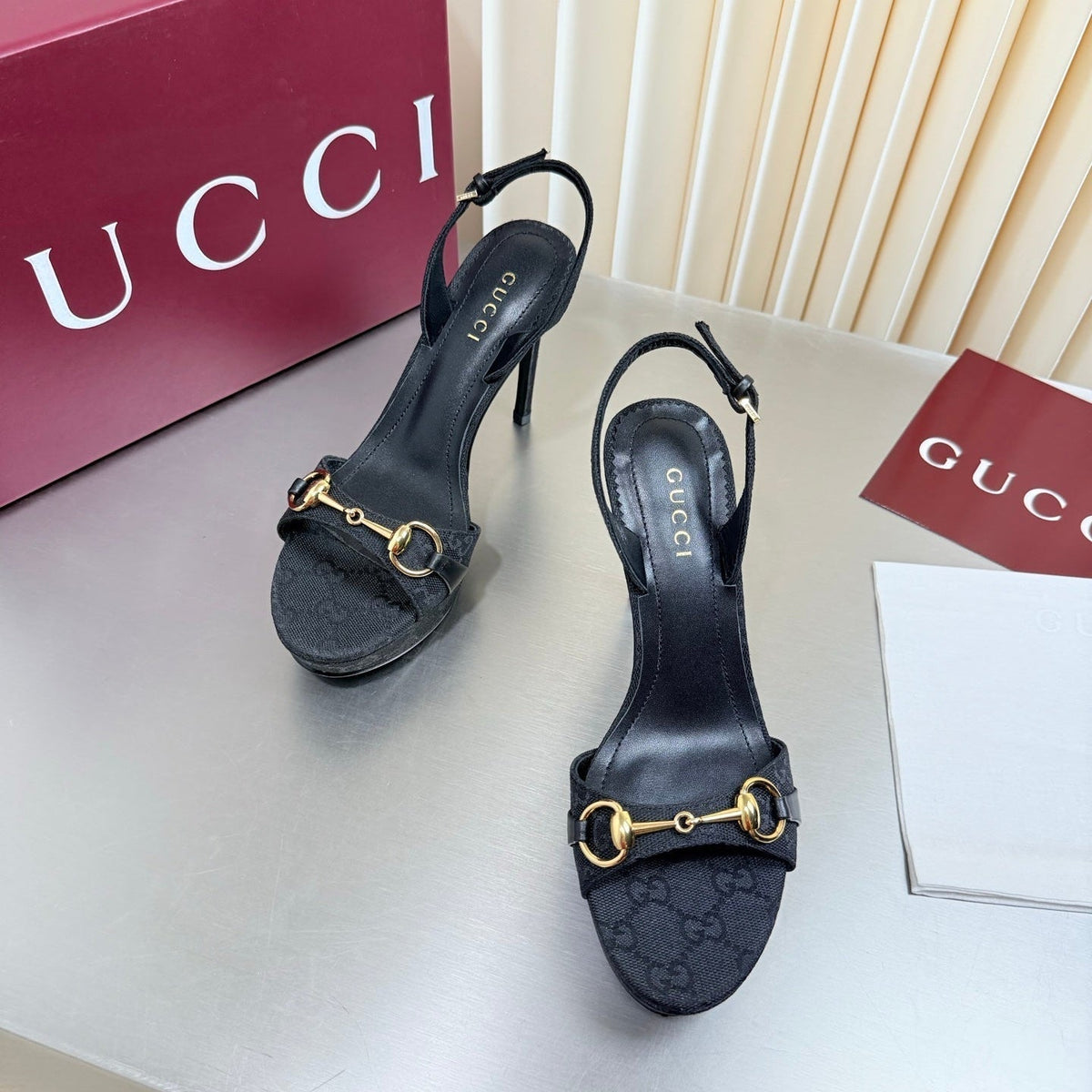 Gucci 26s Slingback Pump 10.5cm Black GG Canvas