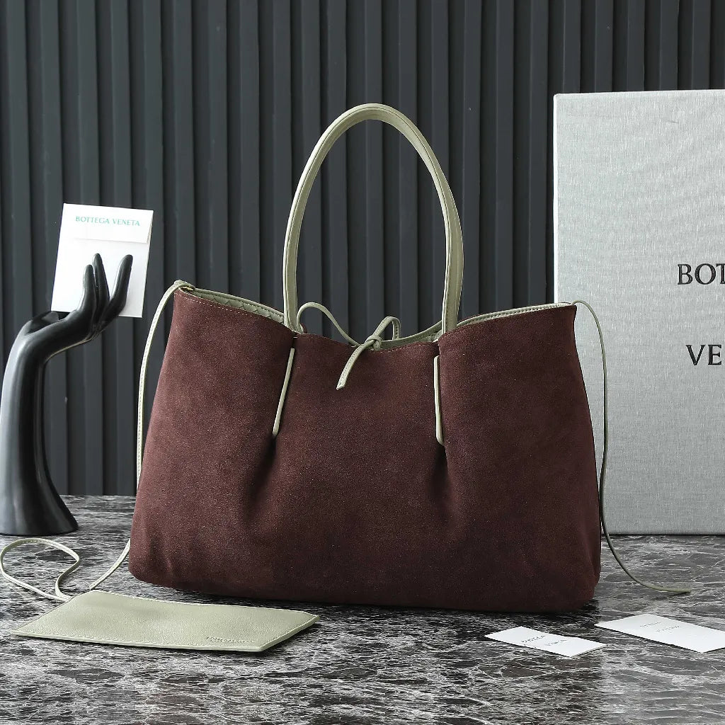 BV Pinacoteca Bag 43cm Travertine Intrecciato Calfskin & Suede