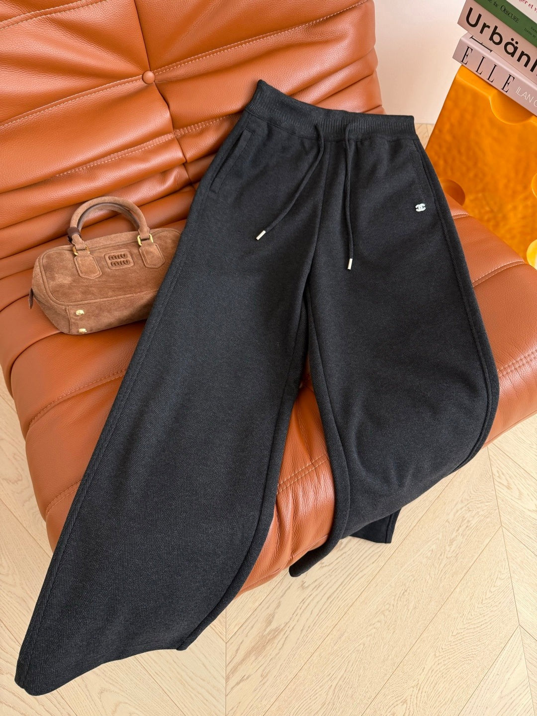 CC 26AW Double C Wool-Blend Wide-Leg Pants Polyester 438611