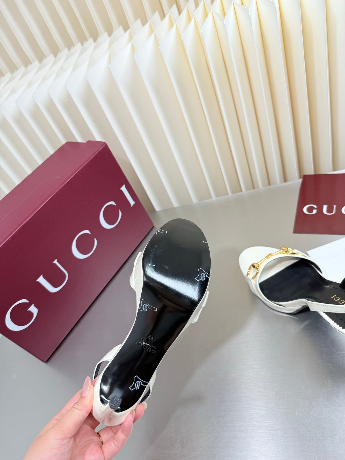 Gucci 26s Slingback Pump 10.5cm Cream White Calfskin