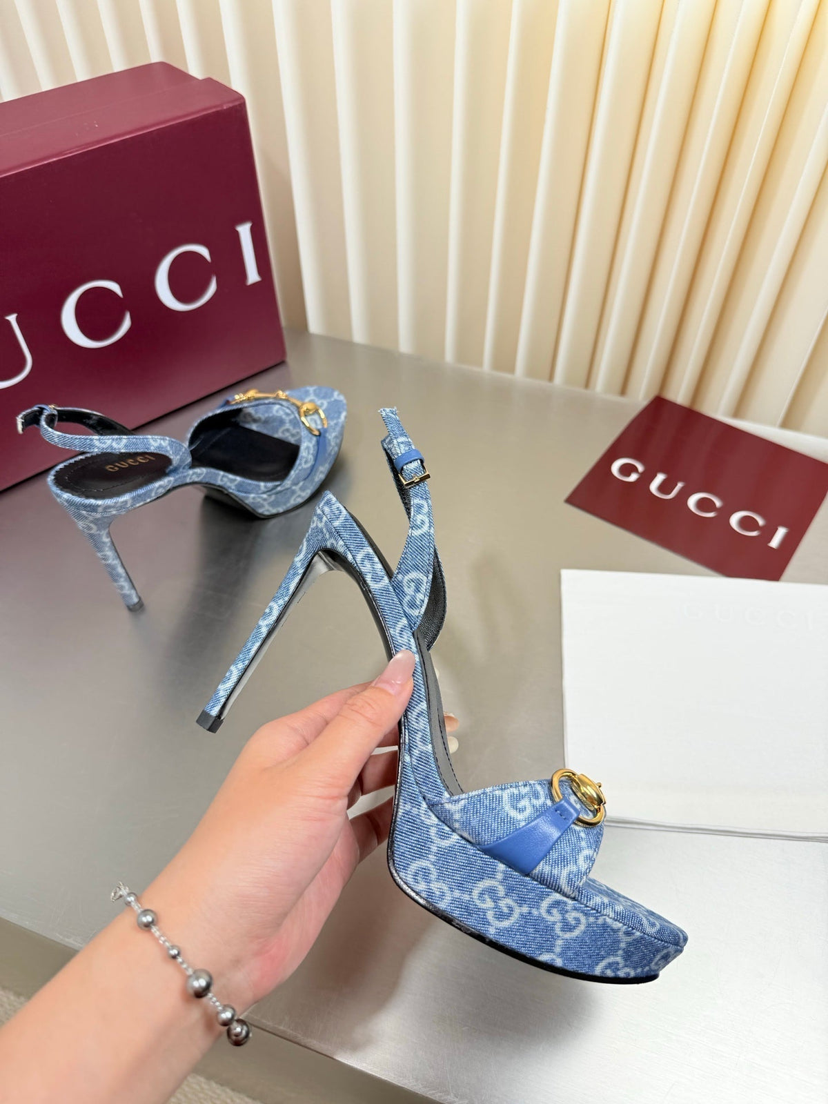 Gucci 26s Slingback Pump 10.5cm Blue Denim