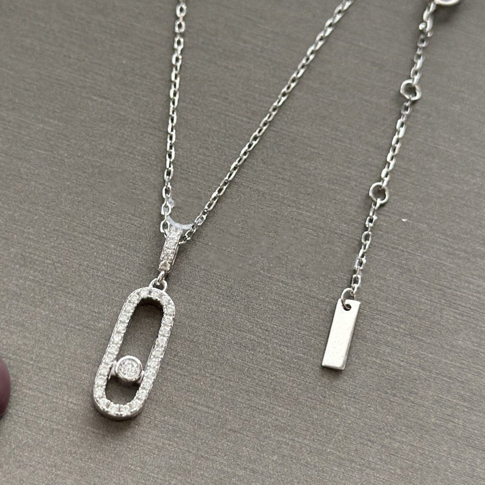 Messika Move Uno LM Silver Diamond Paved Necklace