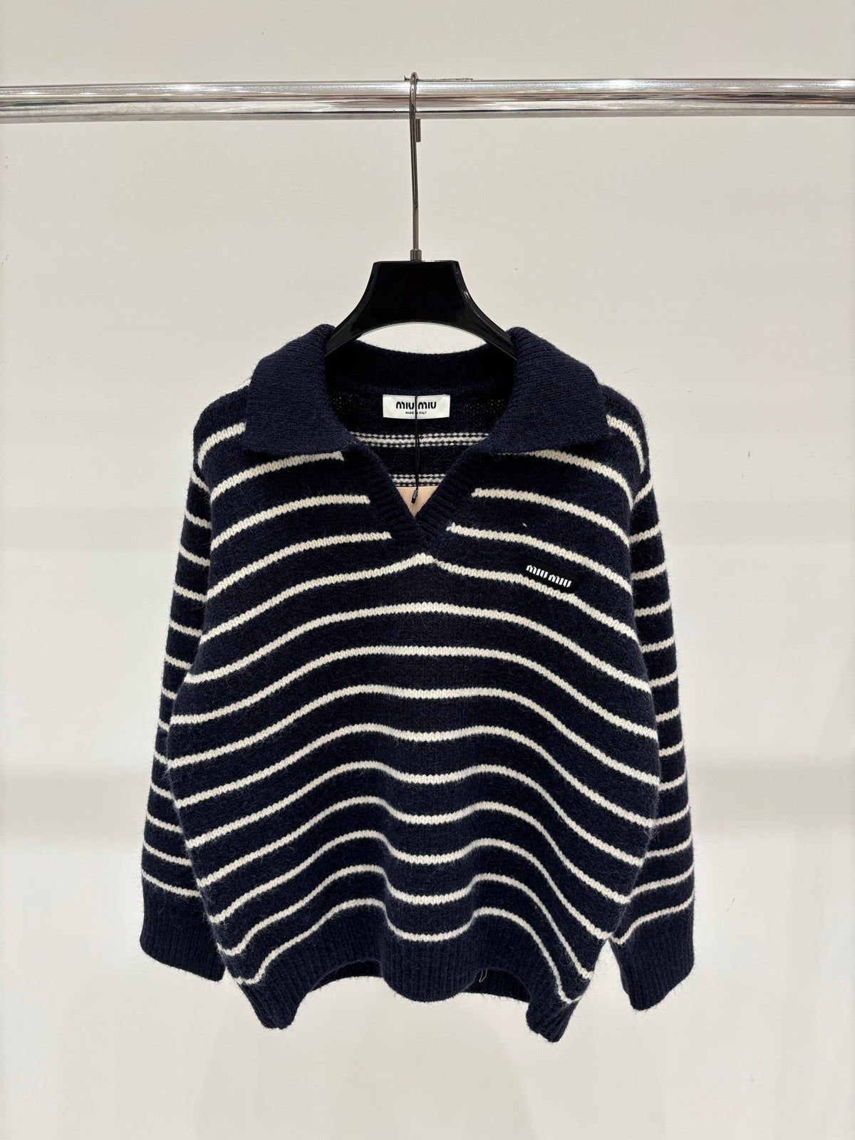 Miumiu 2026 Striped Polo Sweater Wool 431813