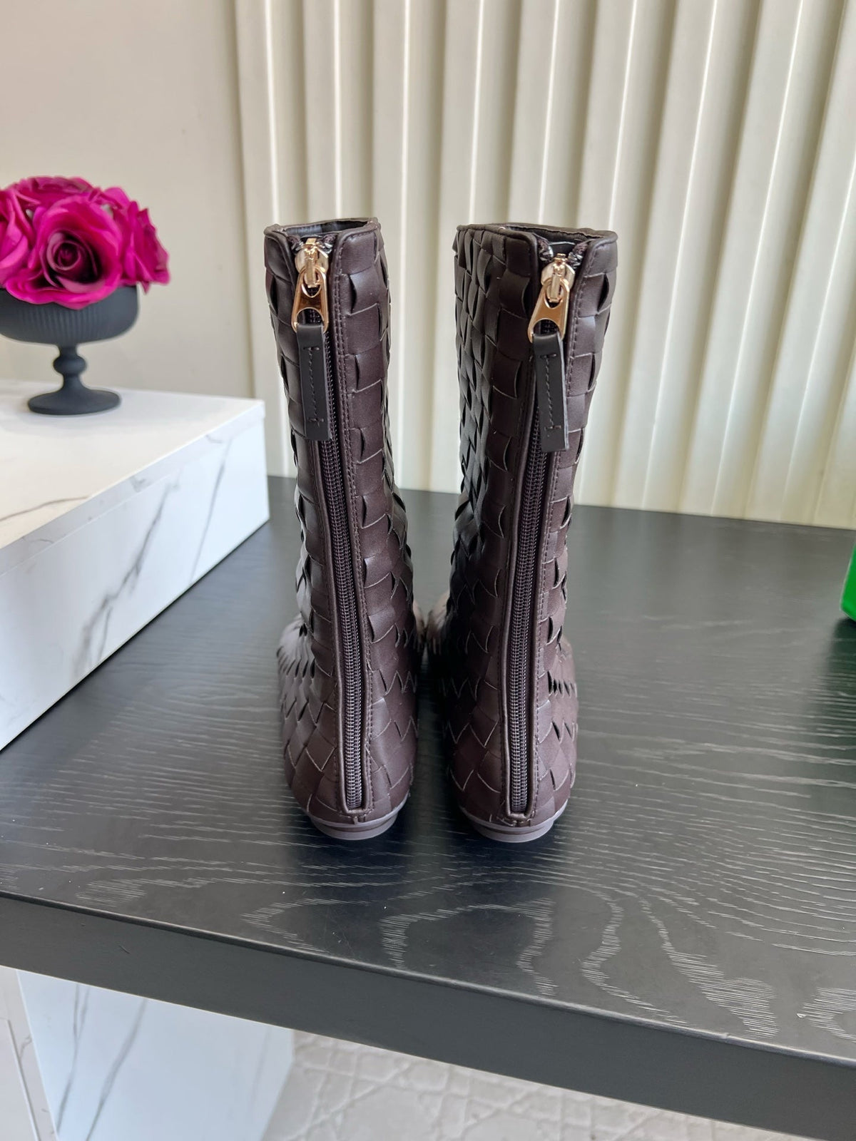 BV 26S Atomic Boots Intrecciato Dark Brown Leather 136464