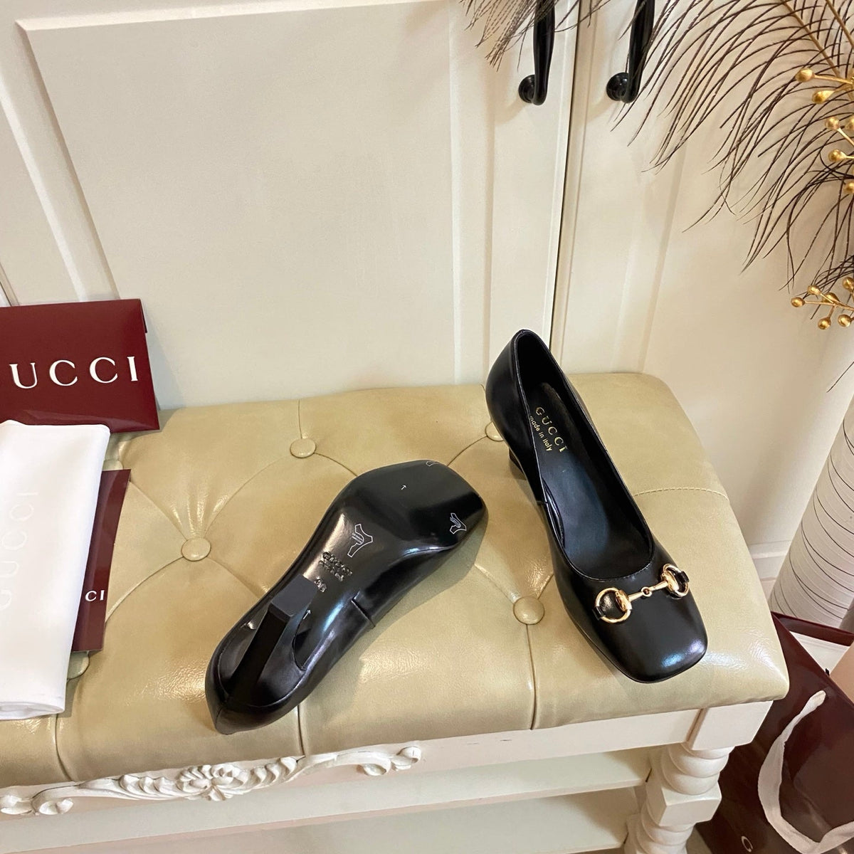 Gucci 26s Horsebit Mid-Heel Pumps 7.5cm Black Calfskin