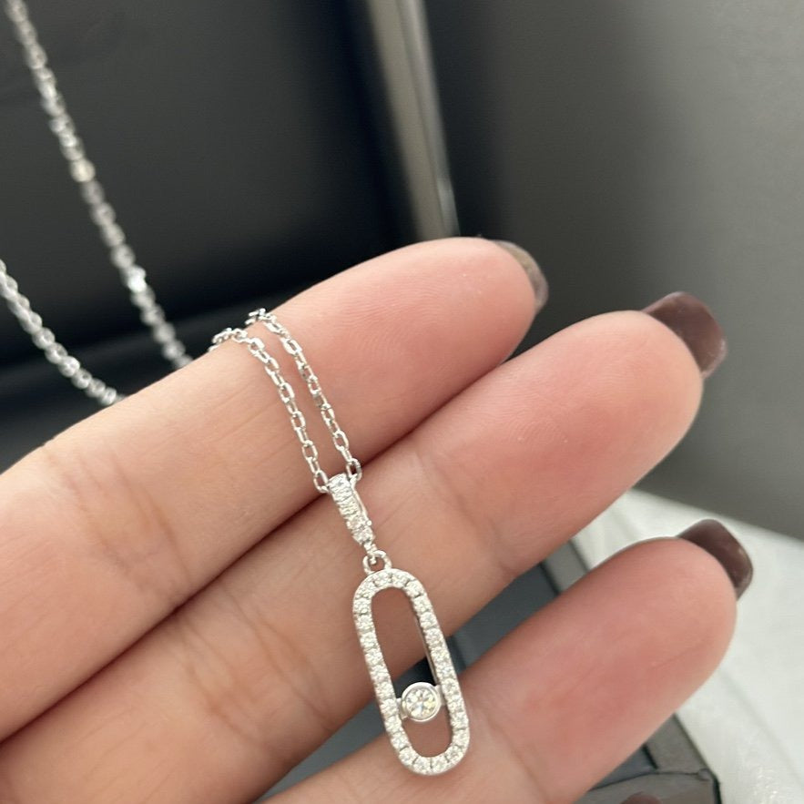 Messika Move Uno LM Silver Diamond Paved Necklace
