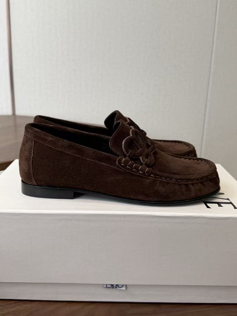 Loewe Double L Loafer in Dark Brown Suede Calfskin