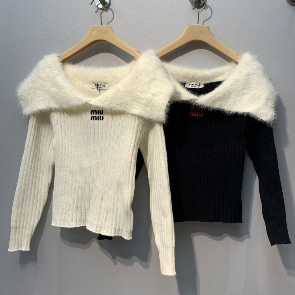 Miumiu 2026 Off The Shoulder Sweater Knit 421182